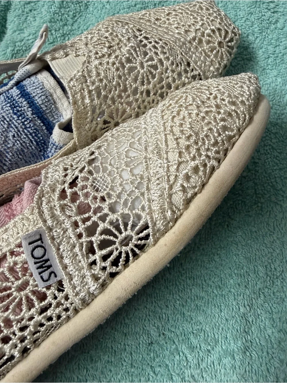TOMS Women's Ivory Crochet Slip-On Shoe 8W